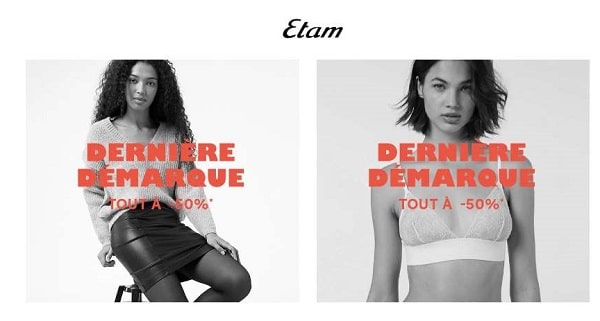 Tout à moins 50% pour la dernière démarque Etam