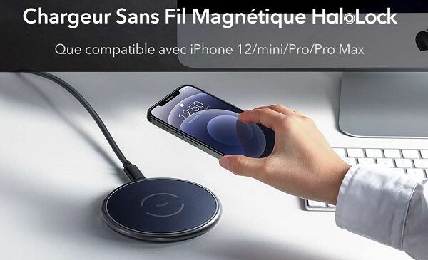 chargeur rapide sans fil magnétique halolock esr pour iphone 12