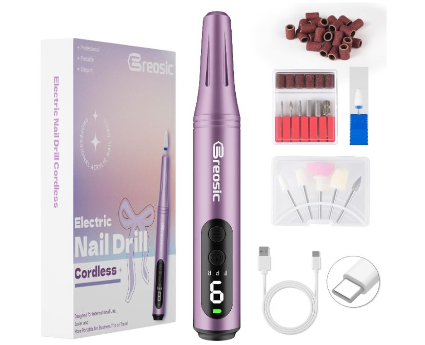 10,37€ ponceuse à ongles électrique vitesse réglable jusqu’à 35000tr/min Breosic (avec accessoires) ponceuse à ongles électrique vitesse réglable jusqu'à 35000tr breosic