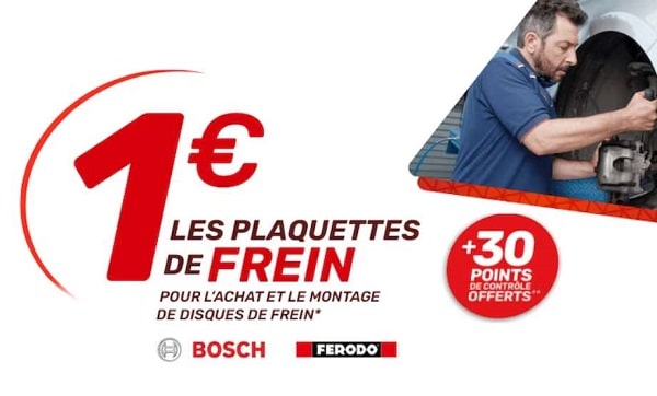 1 euro les plaquettes de frein + 30 points de contrôle gratuits ad auto