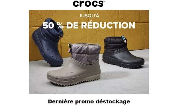 déstockage crocs 50 % de réduction une sélection de modèles