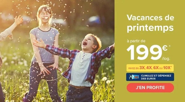 promos sur les vacances de pâques à partir de 199€ le logement avec carrefour voyages