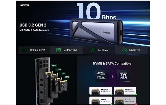 boîtier ssd nvme m.2 ugreen