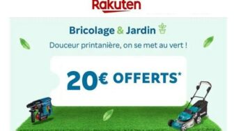  20€ de remise sur votre achat dans l’univers Brico et Jardin de Rakuten dès 149€ (ou -10€ dès 59€, -100€ dès 999€)