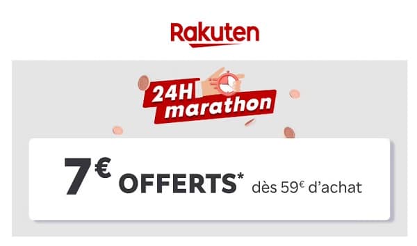 7€ de reduction sur rakuten à partir de 59€