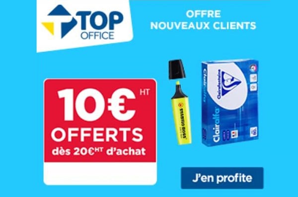 Code promo Top Office : 10€ de remise dès 20€ d’achat (nouveau client) ou -20€ dès 40€