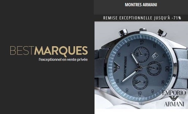 vente privée de montres armani moitié prix sur le site bestmarques