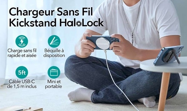 chargeur rapide sans fil avec béquille HaloLock ESR compatible MagSafe chargeur rapide sans fil avec béquille halolock esr compatible magsafe