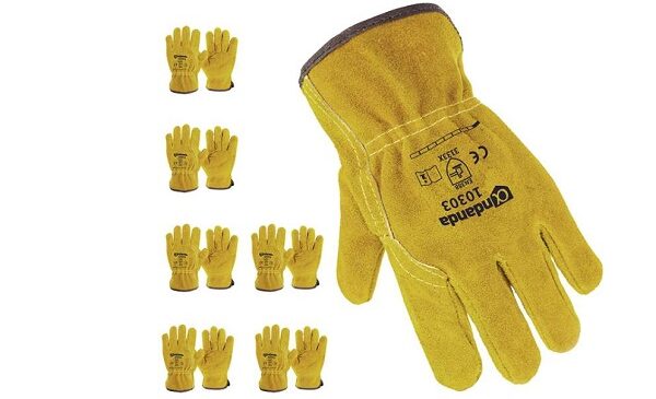 lot de 6 paires de gants de travail en cuir de vache andanda