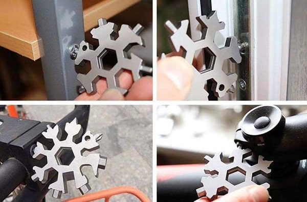 petit outil multifonction forme flocon 18 en 1 en acier