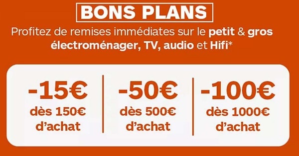 remises immédiates sur les rayons tv, audio, hifi et petit & gros électroménager sur boulanger