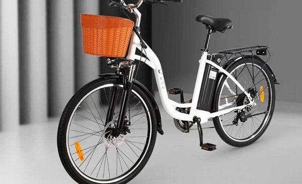 vélo électrique 350w 26 pouces dyu c6 avec panier et porte bagage