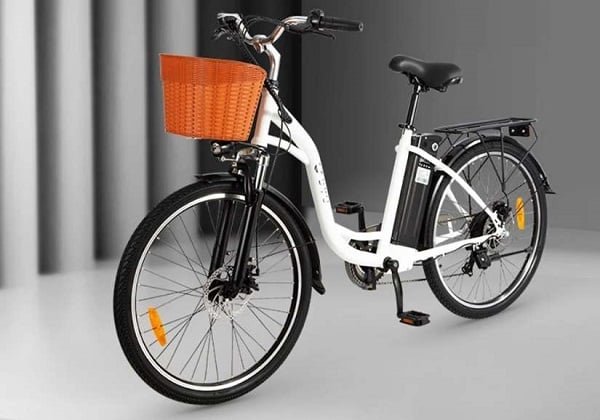 vélo électrique 350w 26 pouces dyu c6 avec panier et porte bagage