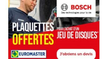 1 jeu de disques acheté et monté chez Euromaster = les plaquettes de frein Bosch gratuite