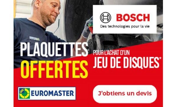 1 jeu de disques acheté et monté chez euromaster = les plaquettes de frein bosch gratuite