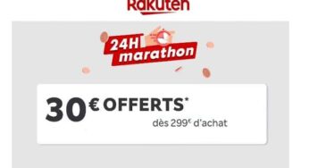 Aujourd’hui obtenez une remise de 30€ sur votre commande Rakuten à partir de 299€