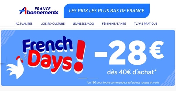 🔝 Bon plan French Days abonnements magazines : -18€ ou -28€ sur des centaines d’abonnements magazines