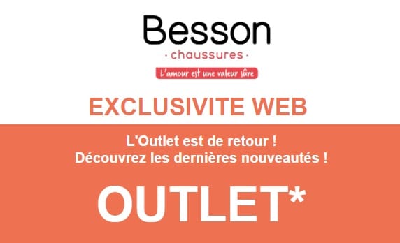 Des chaussures à petits prix avec l’Outlet Besson Chaussures (en ligne uniquement)