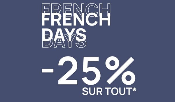 French Days Carré Blanc = 25% de remise sur tout (linge lit, table, bain)