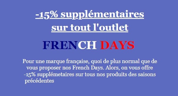 15% supp. sur tout l'outlet lafuma pendant les french days