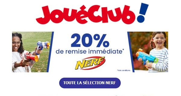 20% de remise immédiate sur la gamme NERF sur JouéClub