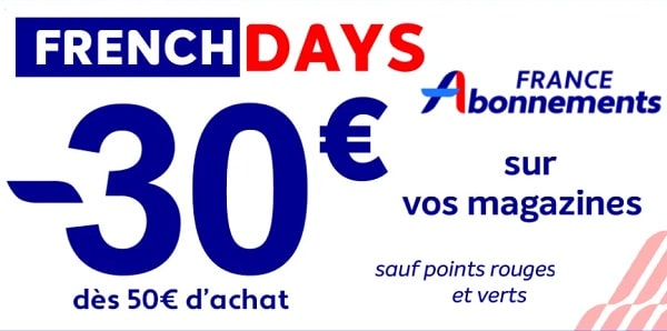 30€ de remise sur votre abonnement magazine sur france abonnement