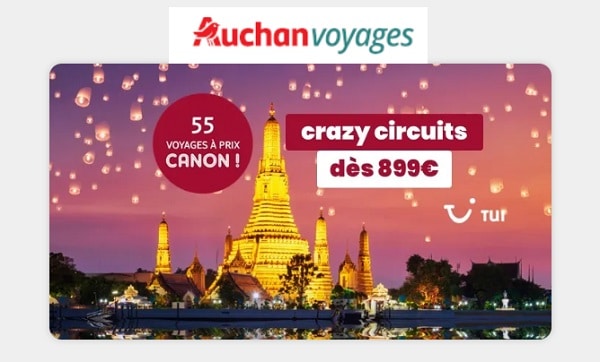 Bon plan circuits vacances Auchan Voyages avec 55 destinations en offre spéciale
