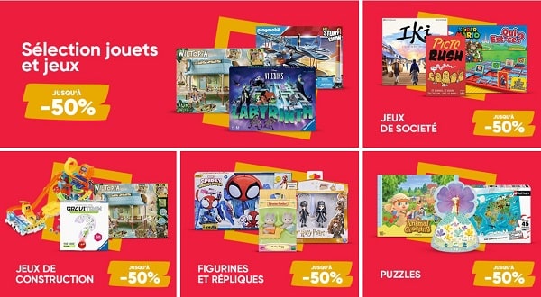 grande braderie jeux et jouets sur la fnac avec des remises jusqu'à 50%