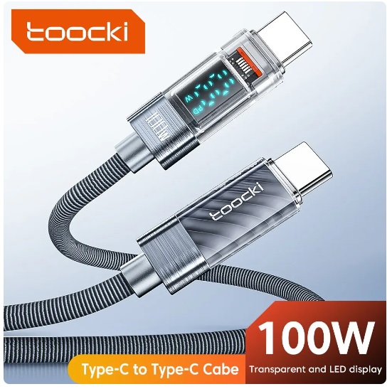 câble usb c vers usb c avec affichage pd100w toocki