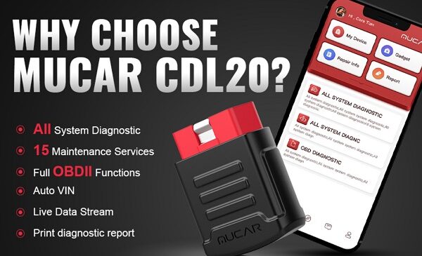 outil diagnostic auto portable OBD2 avec mise à jour gratuite à vie MUCAR BT200