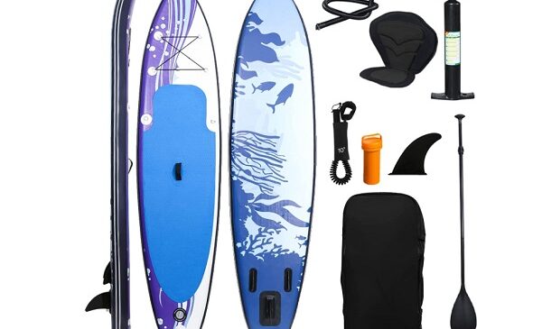 set avec paddle board gonflable cecaylie premium + pagaie + pompe + siège + sac et accessoires
