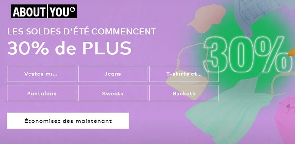 Jusqu’à dimanche 30% de remise supplémentaire sur les articles en soldes About You