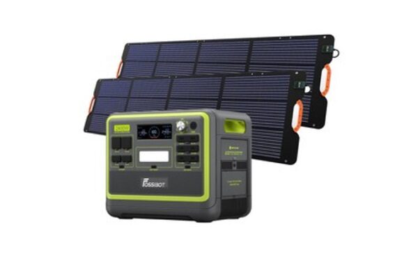 pack centrale électrique portable 2400w fossibot f2400 + 2 panneaux solaire pliables 200w fossibot sp200 