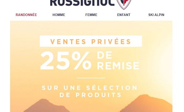 vente privée rossignol = 25% de remises sur une sélection