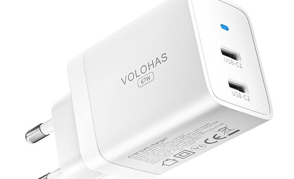 chargeur mural gan double usb c volohas 67 w