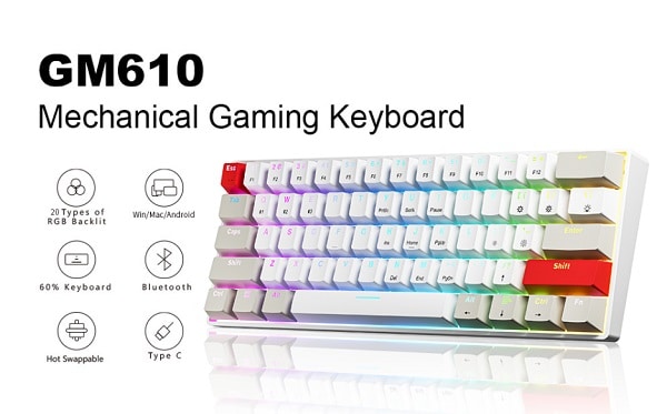 clavier mécanique gaming sans fil rétro éclairé newmen gm610