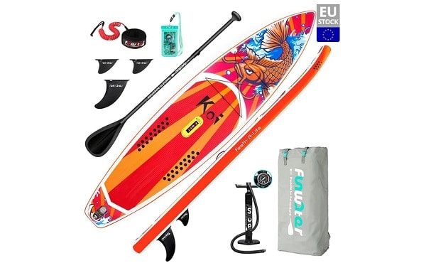 kit complet de paddle board gonflable funwater racing roard koi avec accessoires et pompe