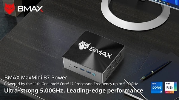 mini PC Intel Core i7-11390H BMAX B7 Power 16 Go DDR4 / 1 To SSD, Windows 11 Pro
