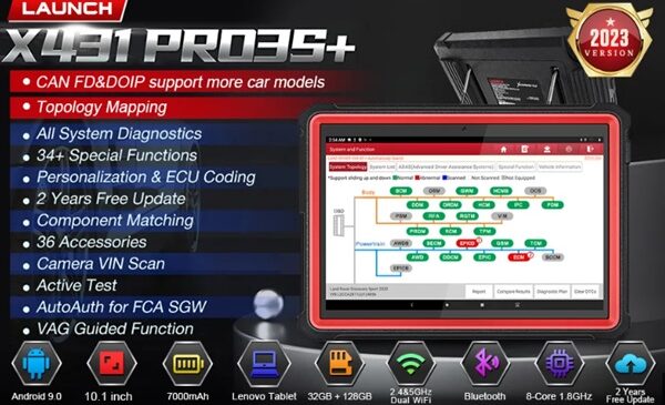 valise scanner de diagnostic automobile complet launch x431 pro3s+ plus