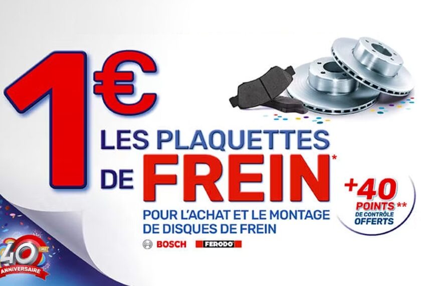 1 euro les plaquettes de frein + 40 points de contrôle gratuits ad auto