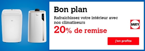 20% de remise immédiate sur les climatiseurs mobiles