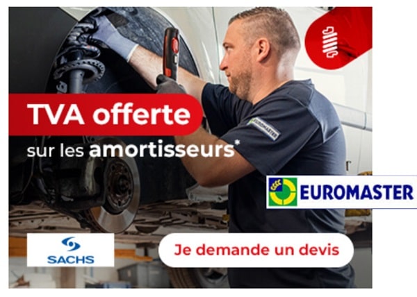 Promo amortisseurs Euromaster : TVA offerte sur l’achat et monte d’amortisseurs Sachs