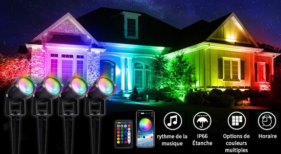 lot de 4 spots led extérieur nuoante led 16 millions de couleur