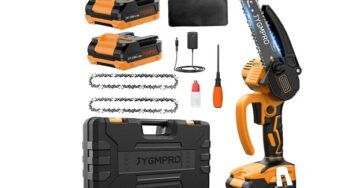 JARDIN : 57,57€ la mini tronçonneuse électrique rechargeable 21V JYGMPRO avec 2 batteries et 2 chaînes