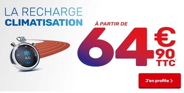 Offre spéciale recharge climatisation AD AUTO : 64,90€ contrôle + recharge (main d’œuvre inclus)