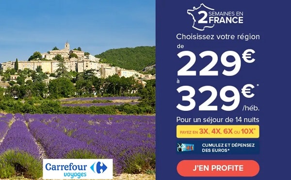 carrefour voyages offre 2 semaines en france à partir de 229€