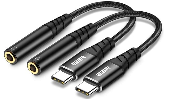 lot de 2 câbles USB-C vers prise jack 3.5mn ESR 