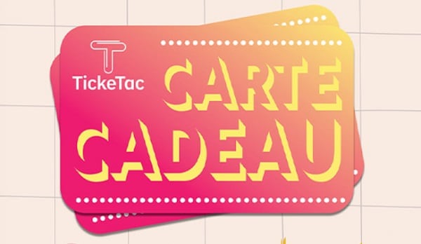 Carte cadeau Ticketac moins chère 19€ les 30€, 39€ les 70€ ou 99€ les 150€ (valable sur billetteries en ligne de plus 1500 événements)