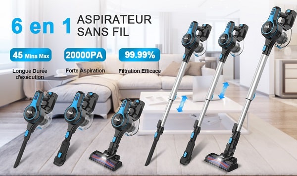 Promotion sur l'aspirateur balai sans fil et sans sac INSE N5S