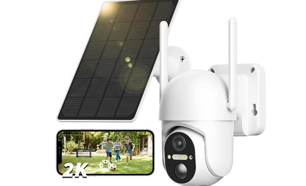 camera surveillance wifi extérieure sans fil avec panneau solaire nuasi 2k